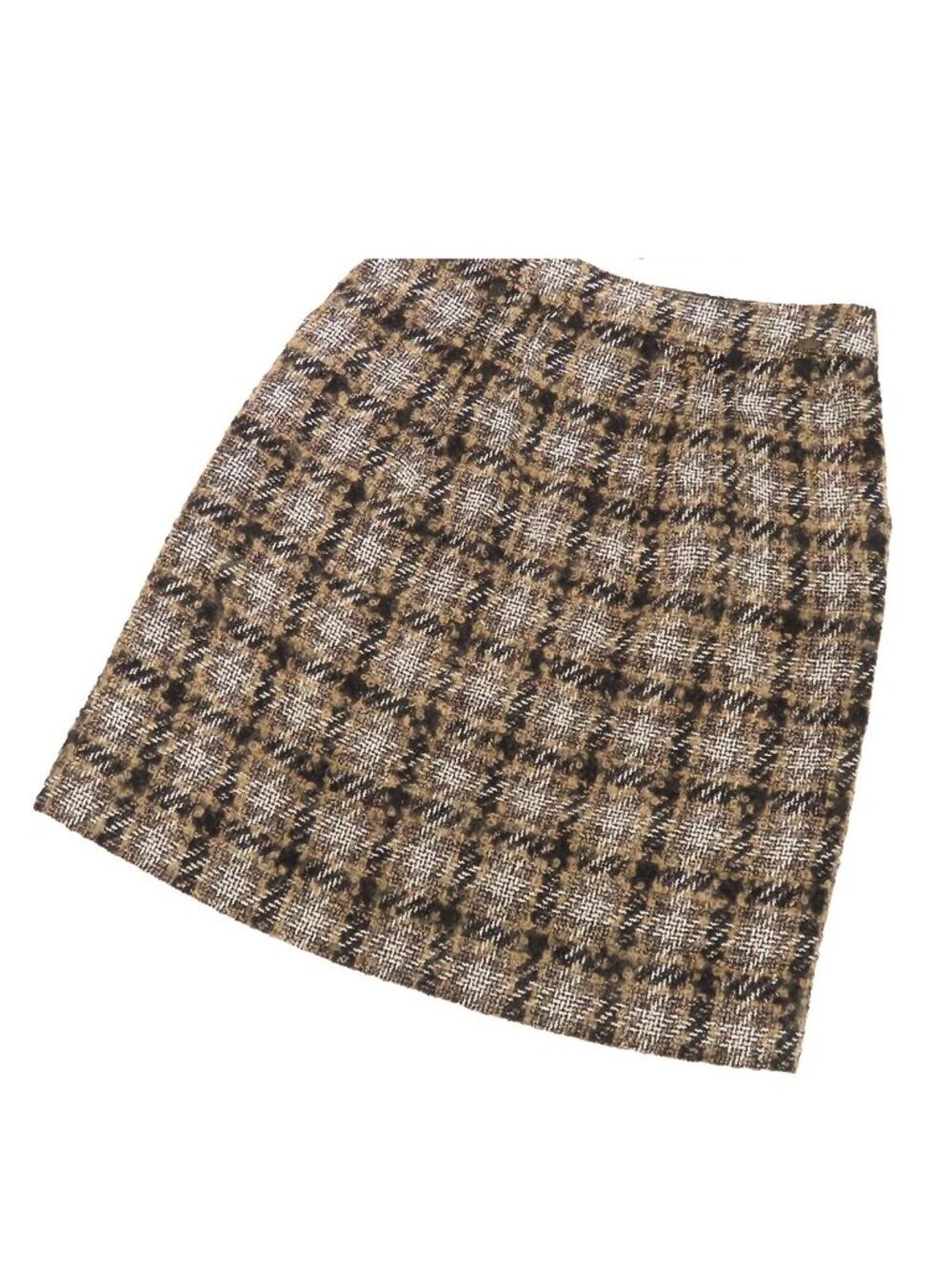 Chanel Skirt Brown Black Wool Rayon Acrylic Mohair Nylon 05A 36